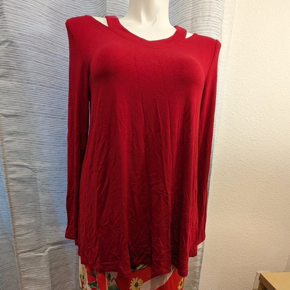 Red Tunic With Collar Cut Outs - Size L